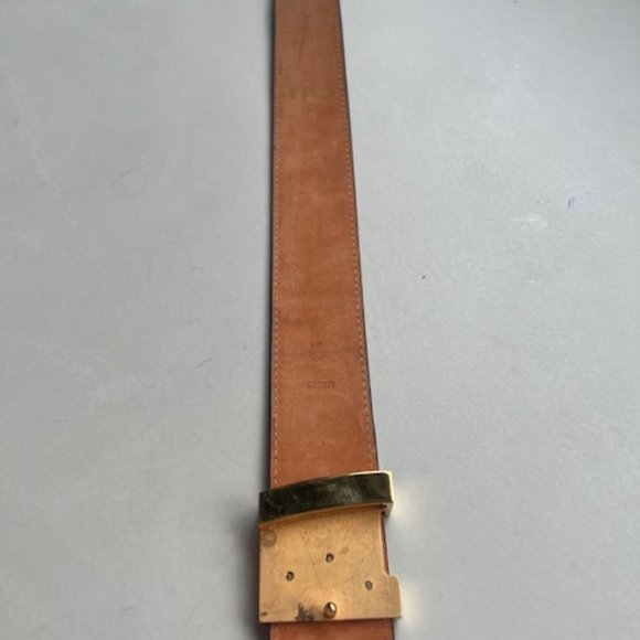 Authentic Louis Vuitton leather belt brown - with Logo gold buckle - Picture 7 of 8